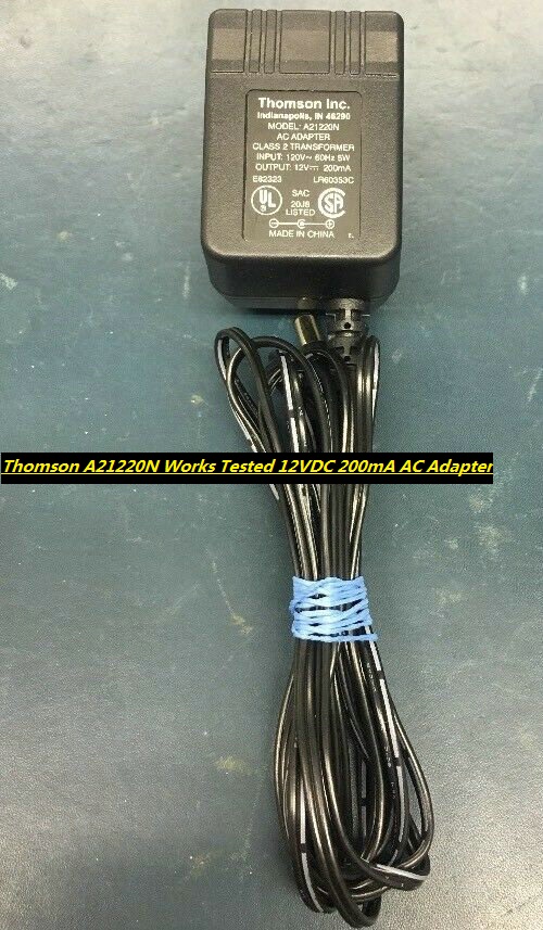 *Brand NEW* Thomson A21220N Works Tested 12VDC 200mA AC Adapter